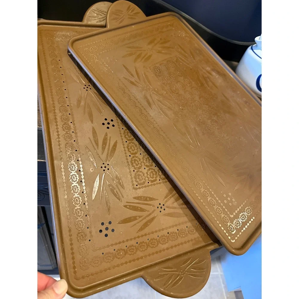 Temp-tations Silicone Baking Board Set Brown Floral Embossed 2 Piece Kitchenware